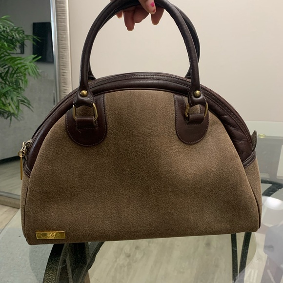 Pierre Cardin Handbags - Pierre Cardin Elegant Brown suede Leather trim Handbag